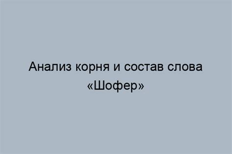 Значение и важность слова "шофер"